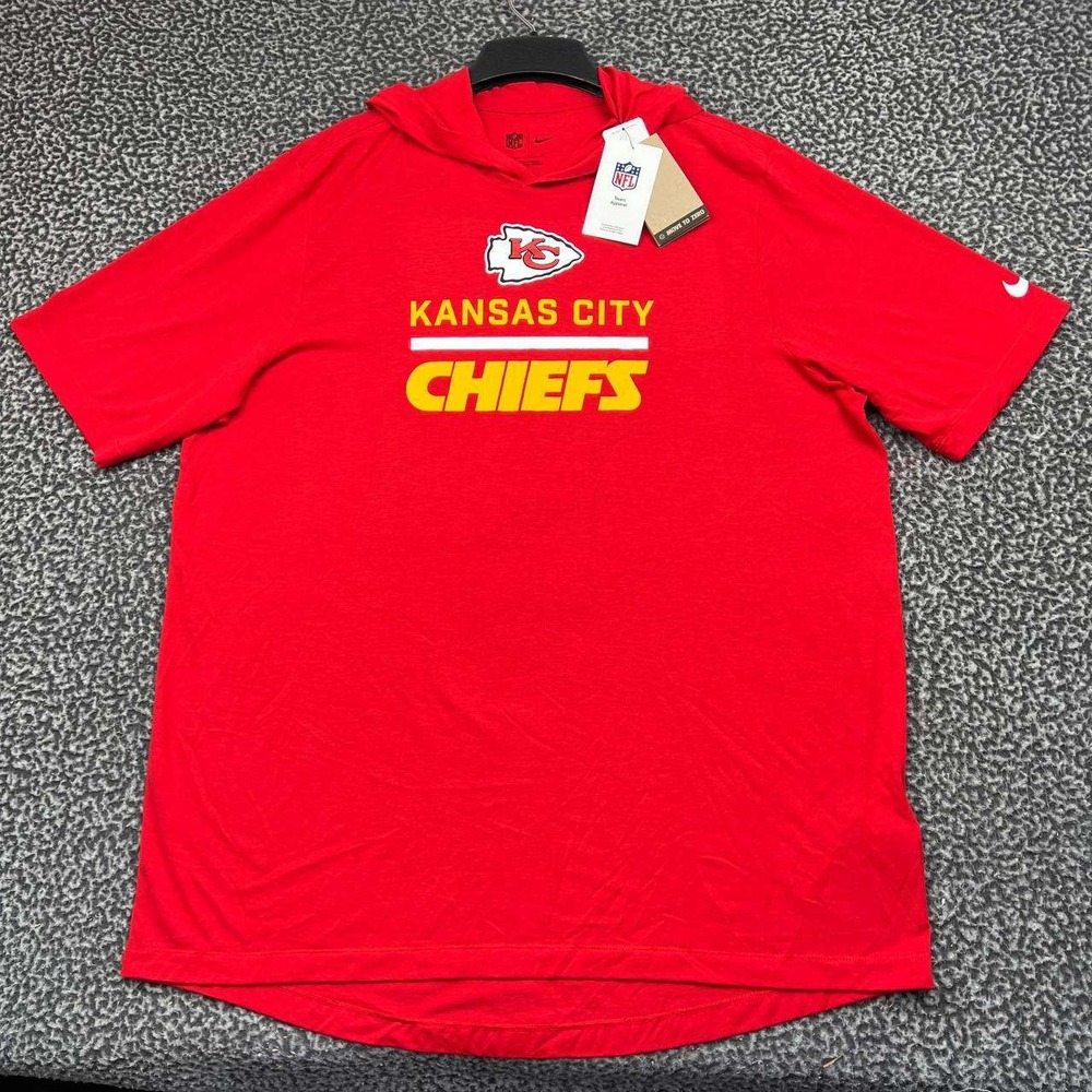 Nike Kansas City Chiefs NFL Shirt Men Large Red Short Sleeve Hooded New L